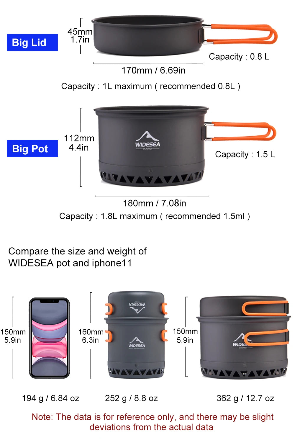 WIDESEA - Hard Anodized Aluminum - Outdoor Cooking Set