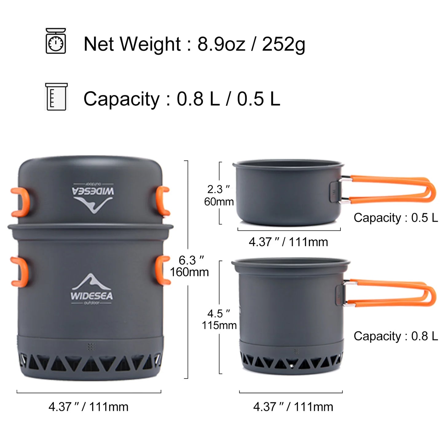 WIDESEA - Hard Anodized Aluminum - Outdoor Cooking Set