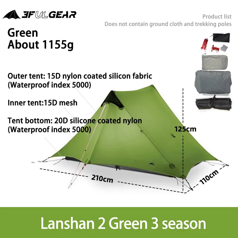 LanShan Single or 2 Person, Ultralight, 3 Season, Camping Tents