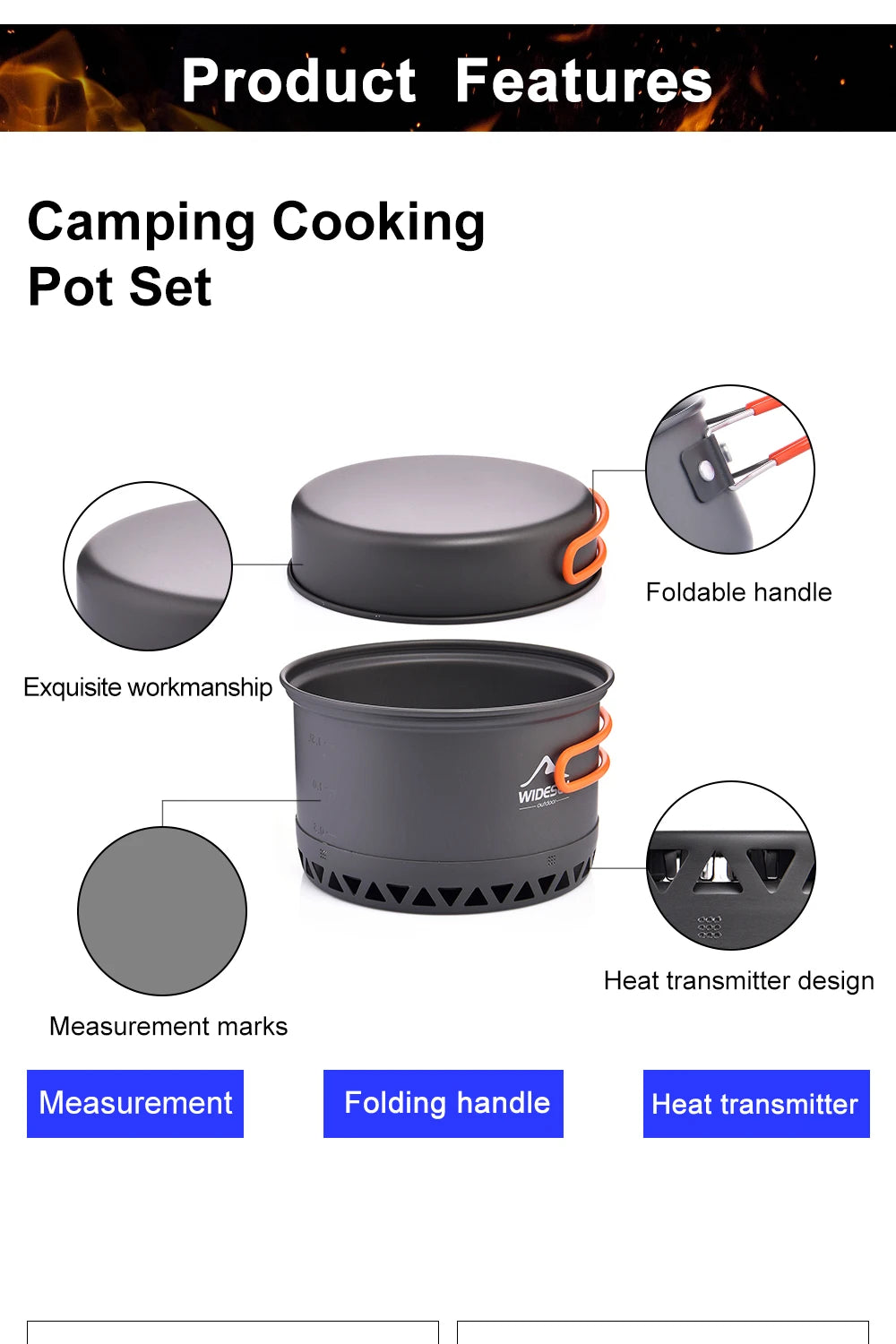 WIDESEA - Hard Anodized Aluminum - Outdoor Cooking Set