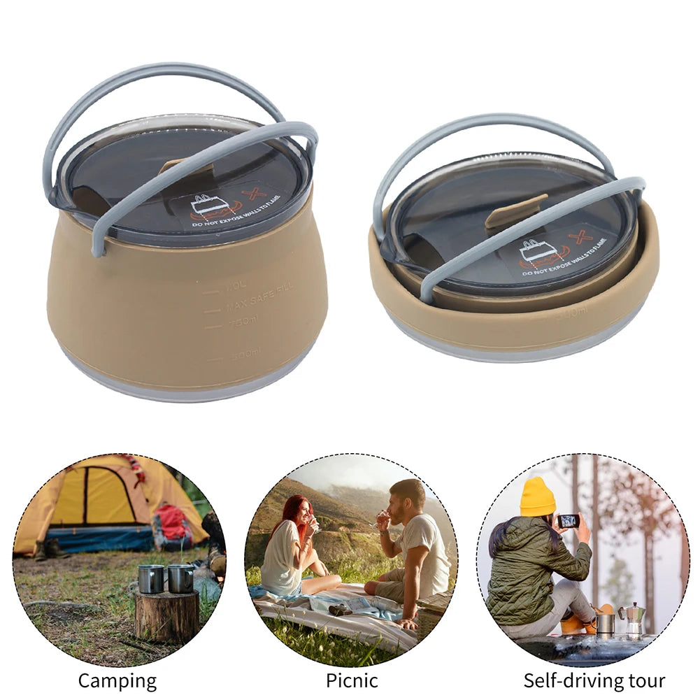 Portable Collapsible Heat Resistant Cookware Pot for Outdoor Hiking Picnic