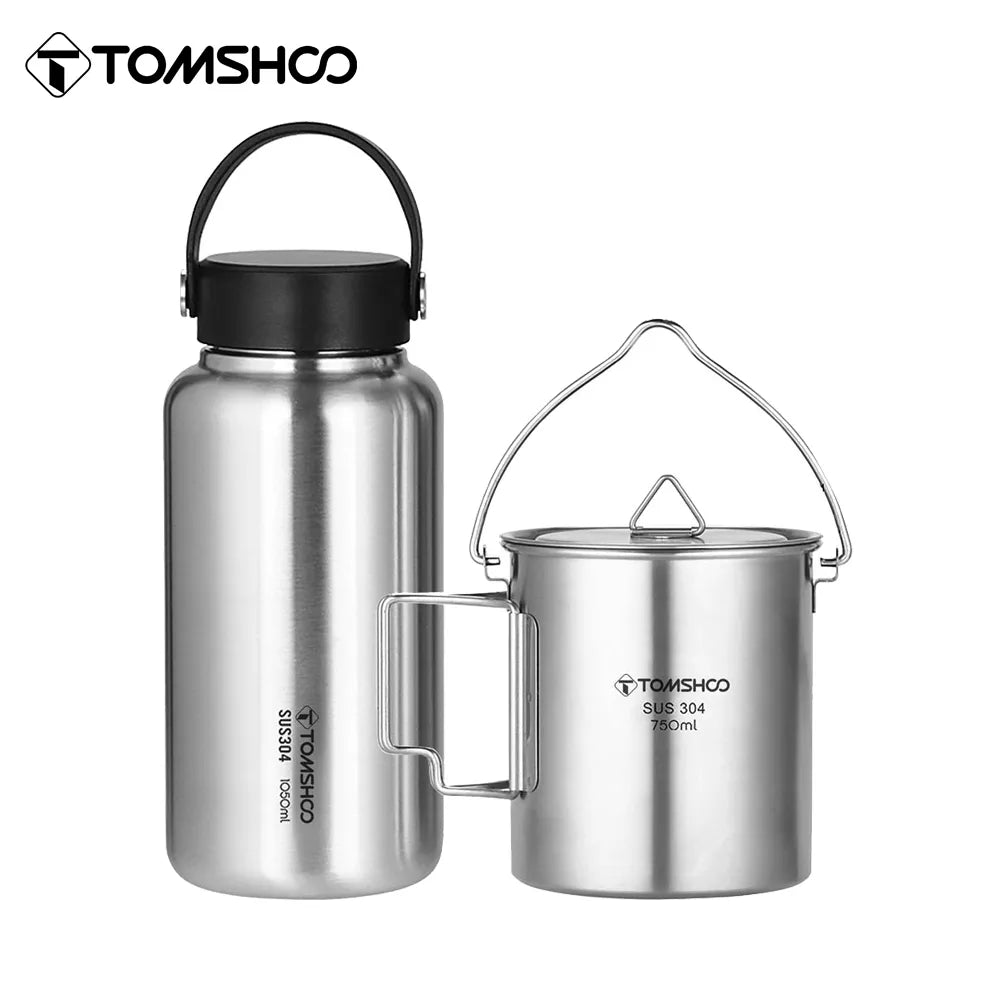 304 Stainless Steel, 1.05L Water Bottle, 750ml Coffee Cup, Mug