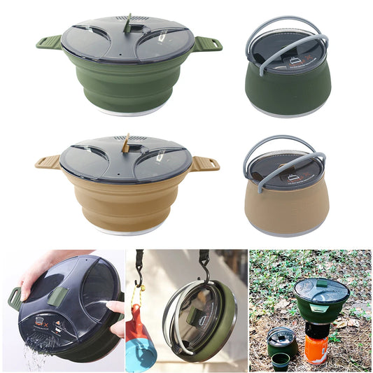 Portable Collapsible Heat Resistant Cookware Pot for Outdoor Hiking Picnic