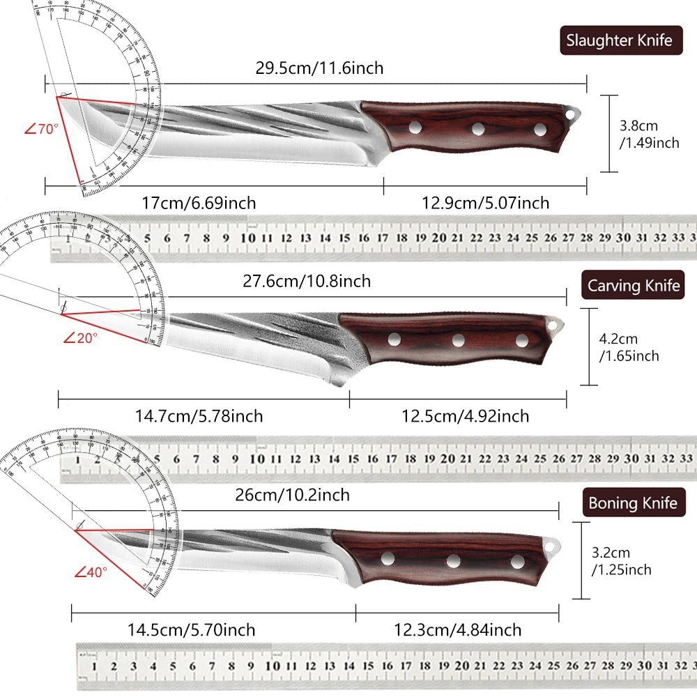 Forged Chef Knife, 3pcs/set, Slaughter, Boning, Meat Carving