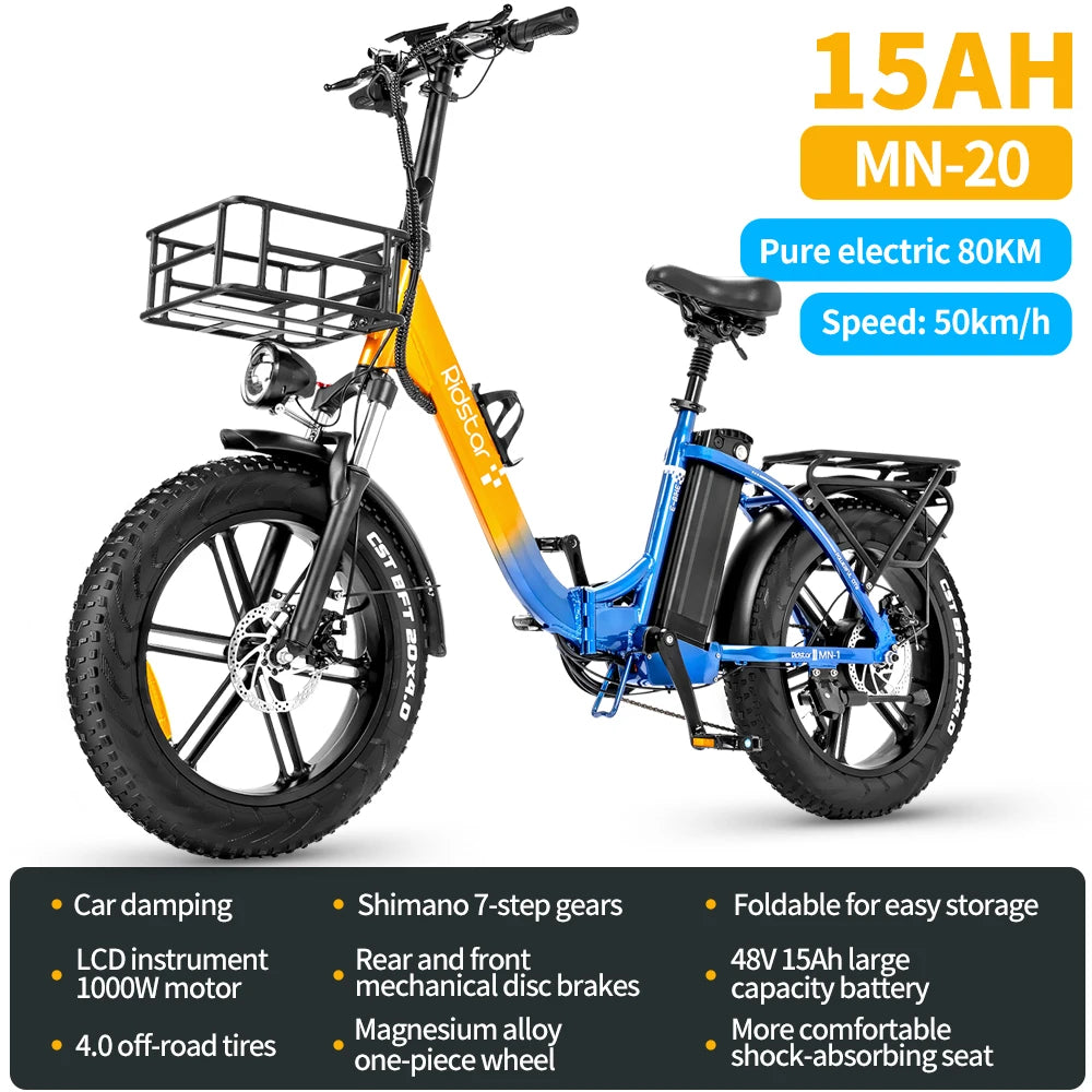 Off Road E-bike 1000W 48V 15AH Magnesium Wheel Mountain Electric Bicycle