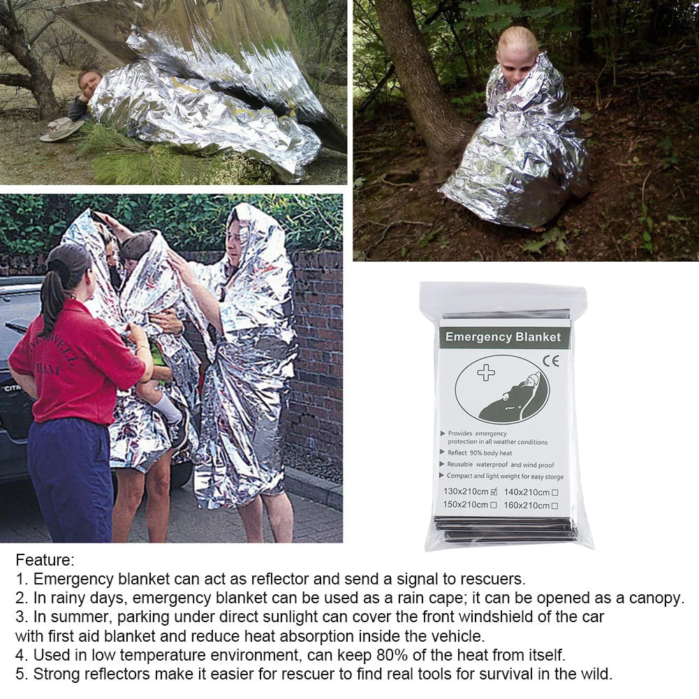 Emergency Blanket Foil Thermal Blanket for Camping Hiking Outdoor Survival