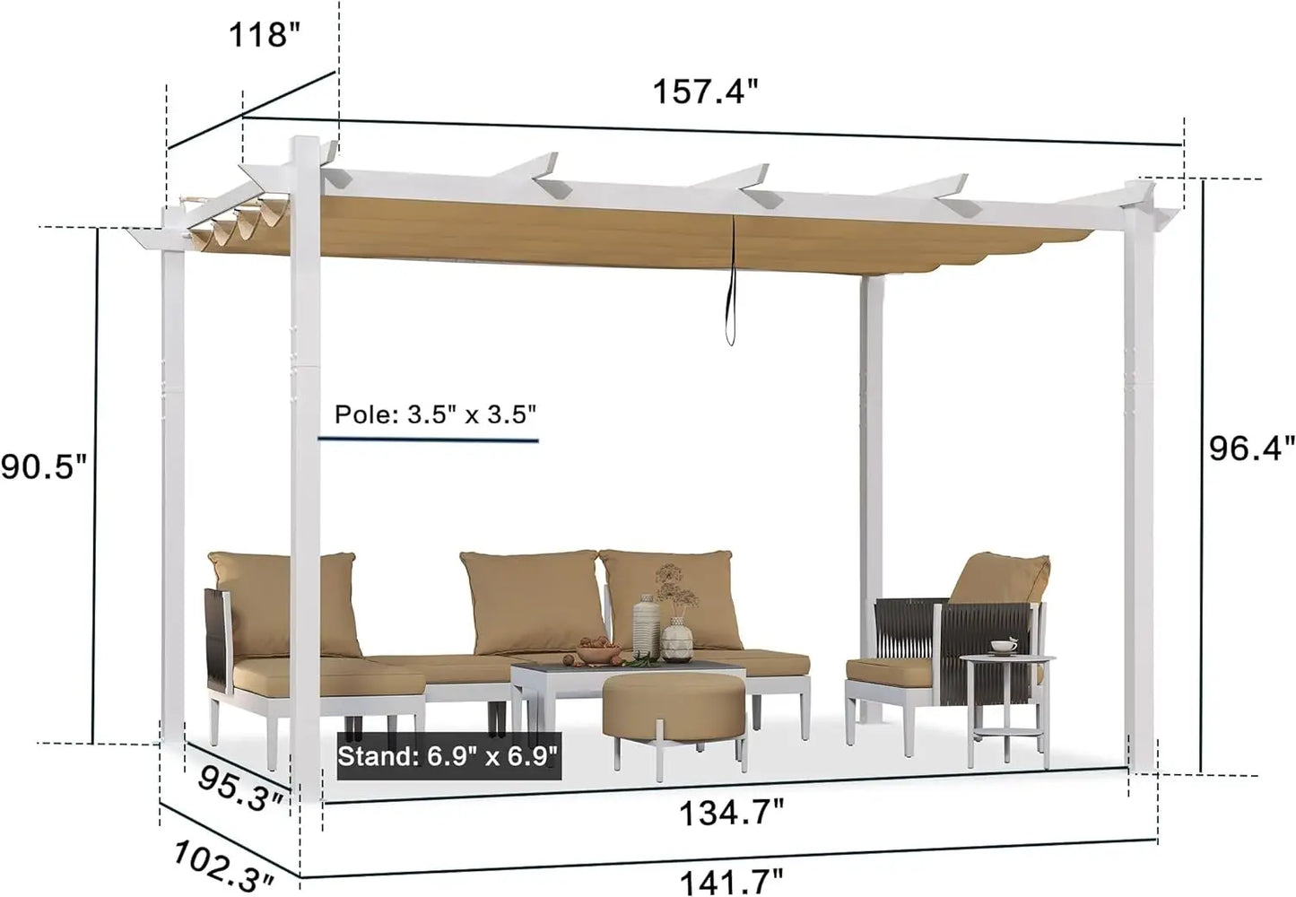 10' X 13' Outdoor Retractable Pergola