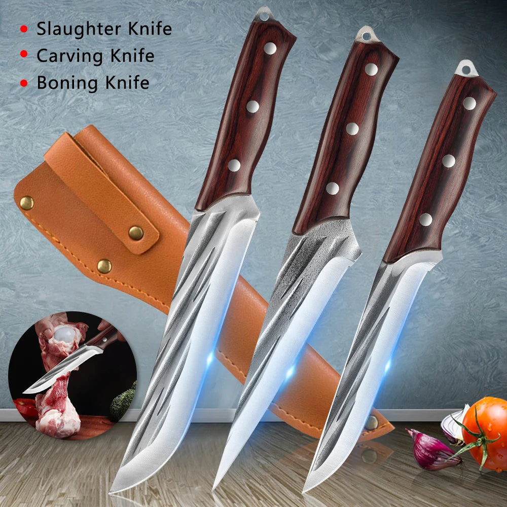 Forged Chef Knife, 3pcs/set, Slaughter, Boning, Meat Carving