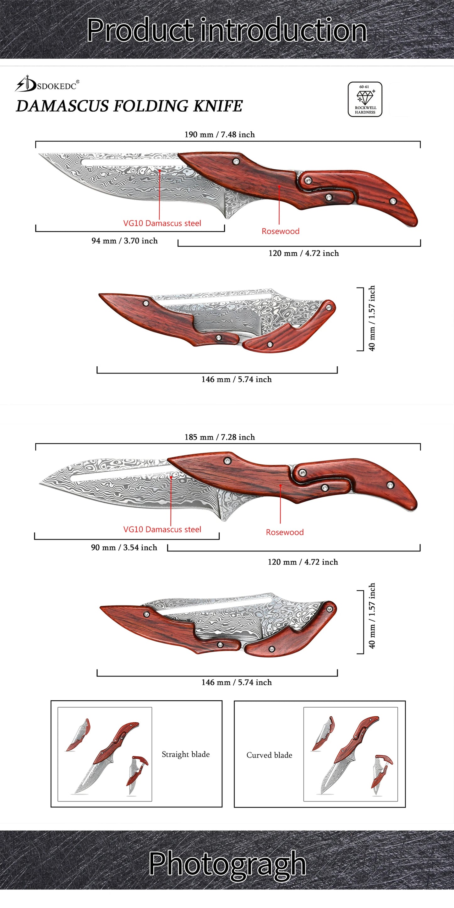 Folding Knife 9.5inch Blade Outdoor Camping Survival