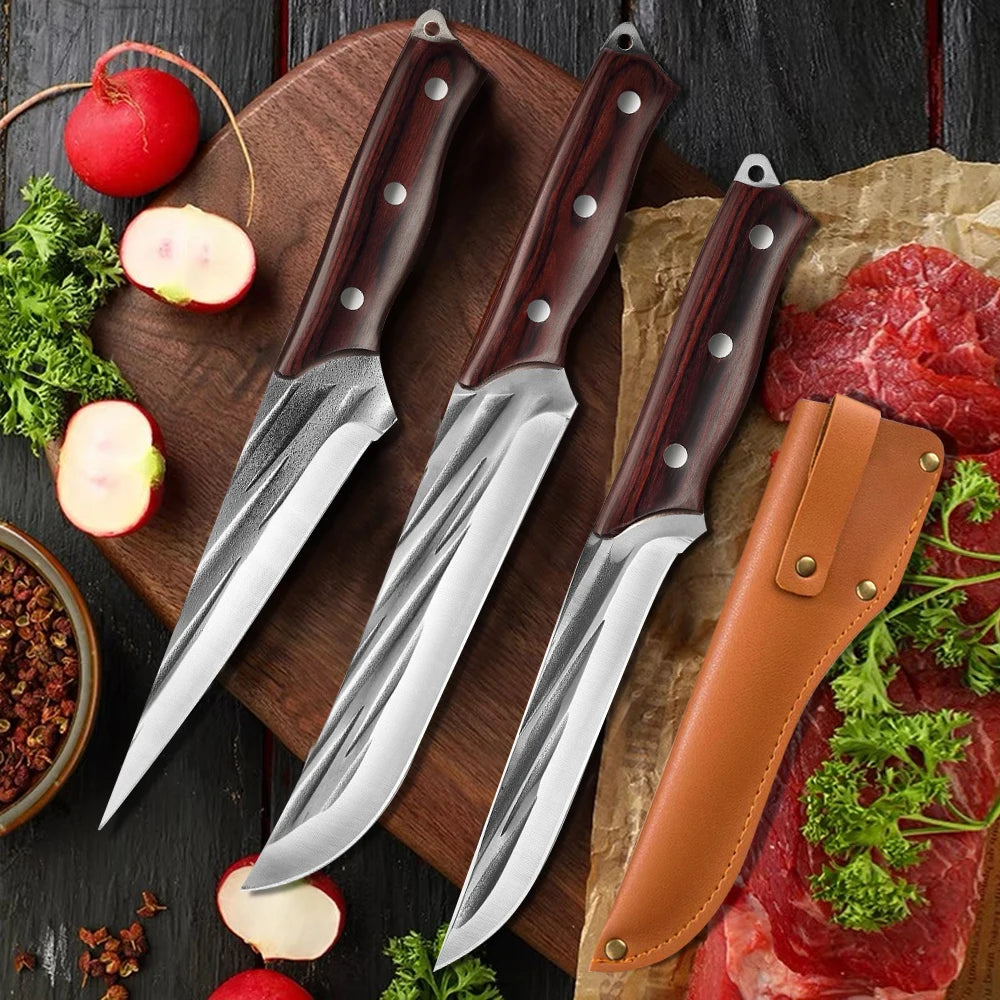 Forged Chef Knife, 3pcs/set, Slaughter, Boning, Meat Carving