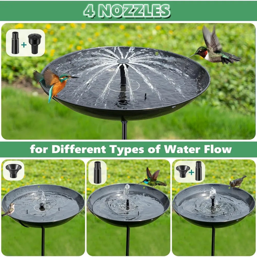 15.5 Inch Solar Powered Metal Bird Bath