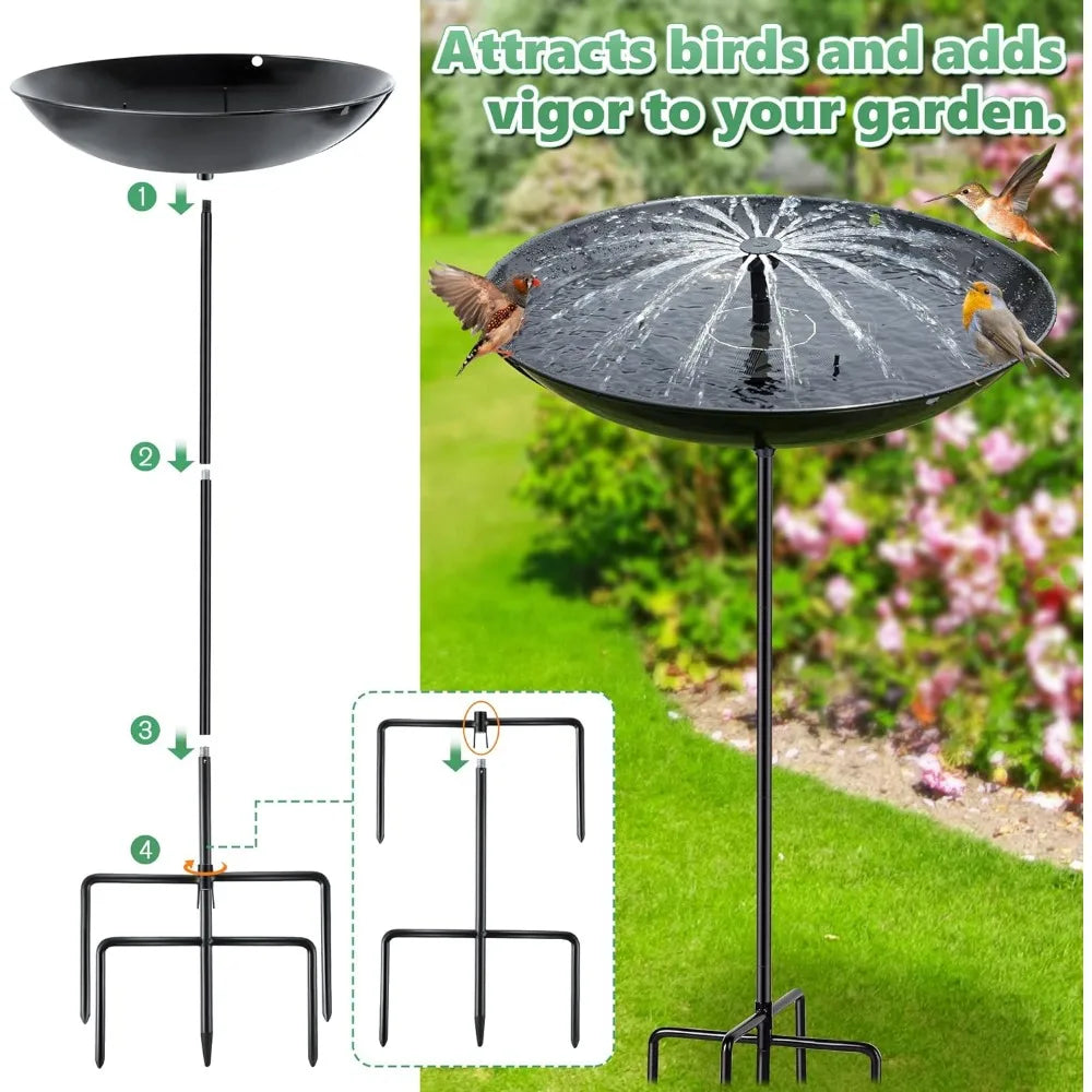 15.5 Inch Solar Powered Metal Bird Bath