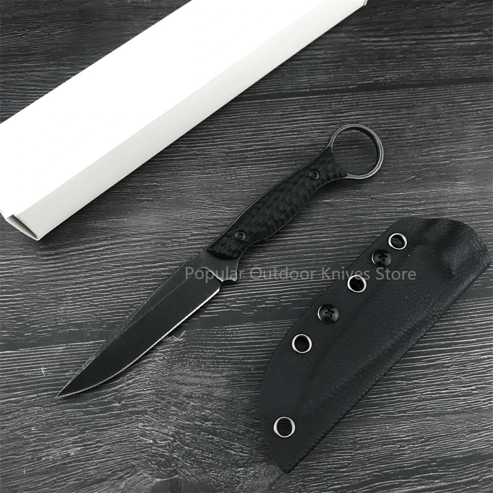 Black Stonewashed Fixed Blade, Outdoor Hunting EDC Combat Tools