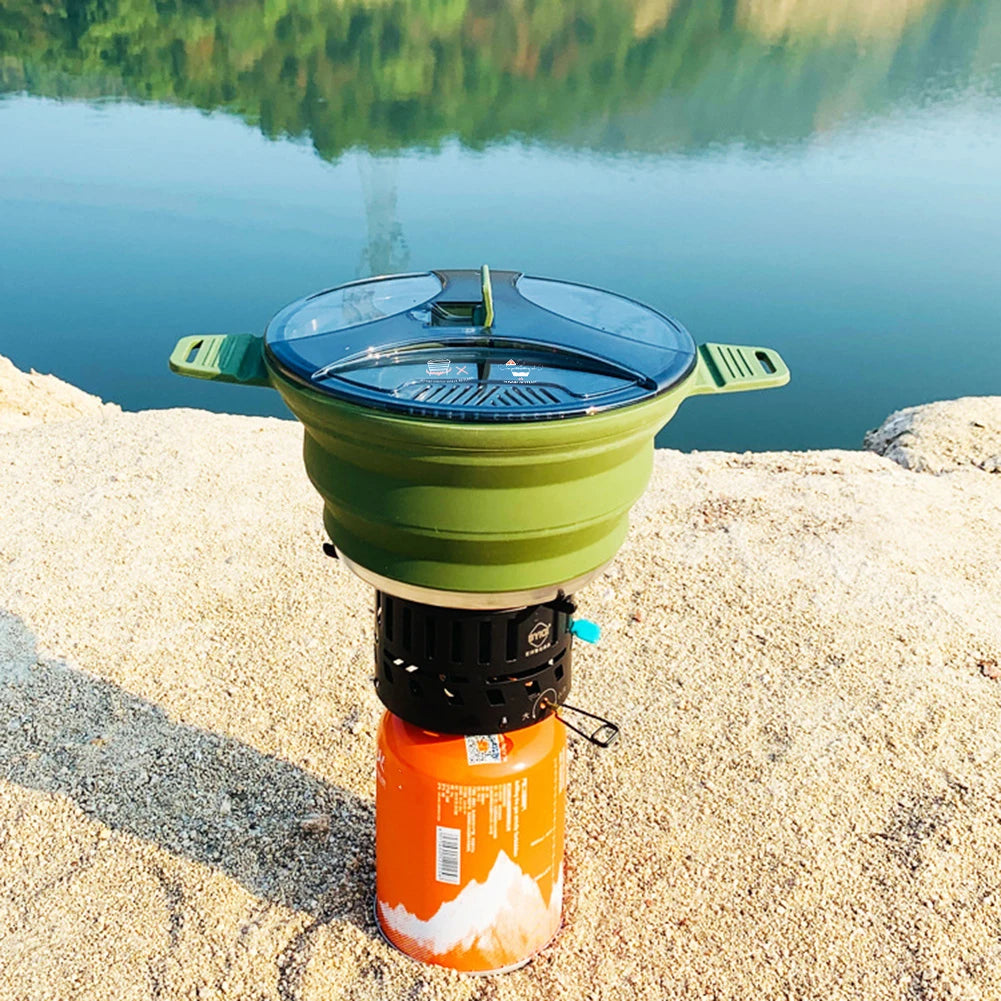 Portable Collapsible Heat Resistant Cookware Pot for Outdoor Hiking Picnic