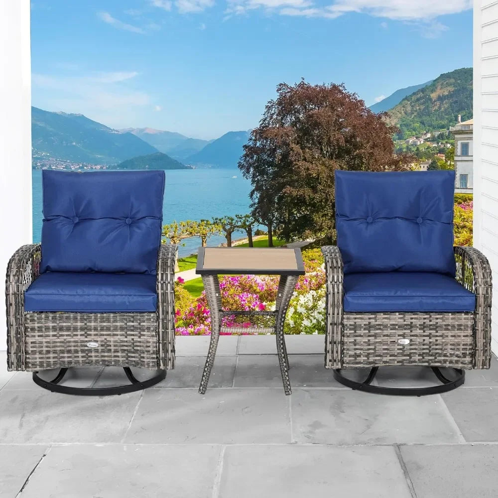 3-Piece Patio, Outdoor, Wicker, Swivell, Glider - Rocker