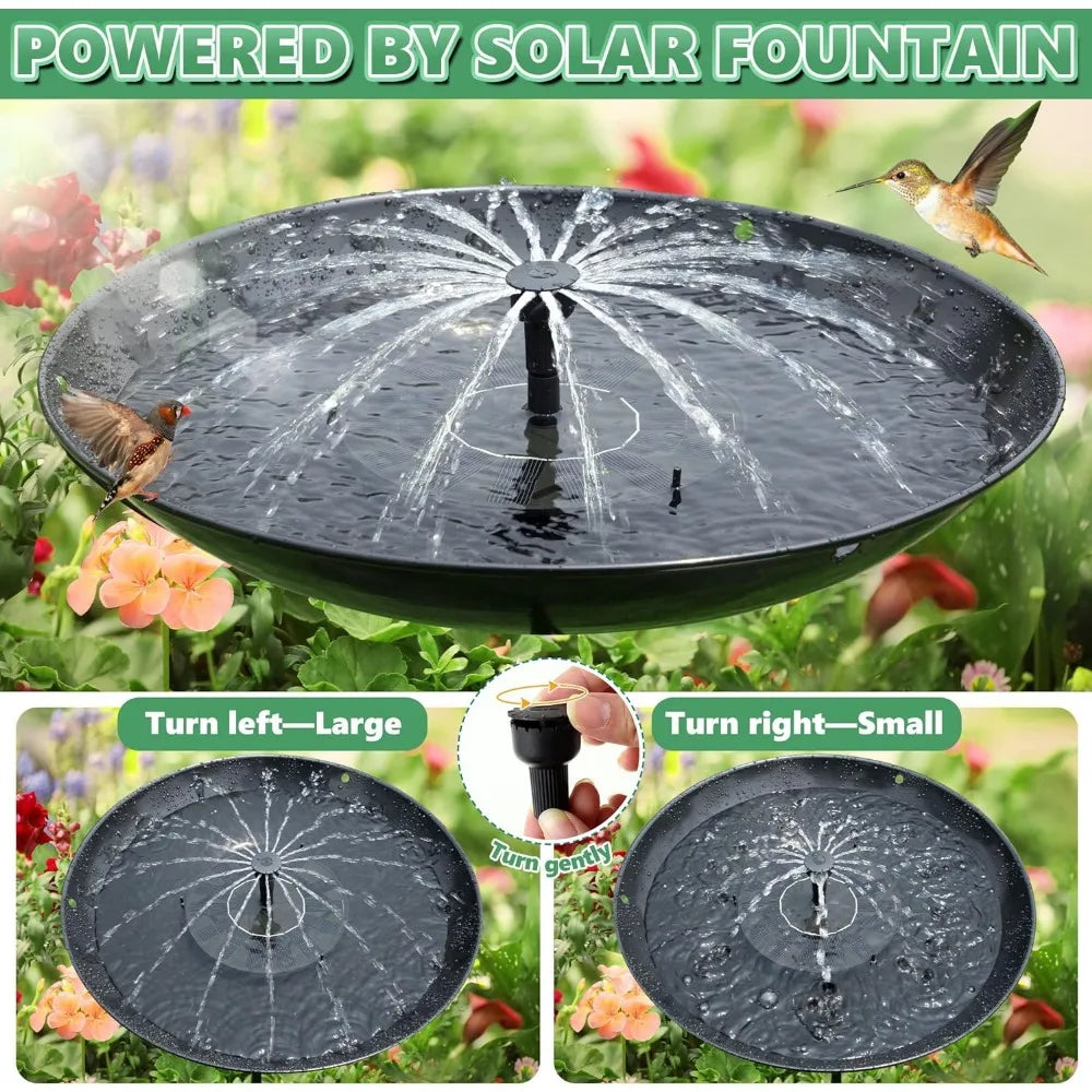 15.5 Inch Solar Powered Metal Bird Bath