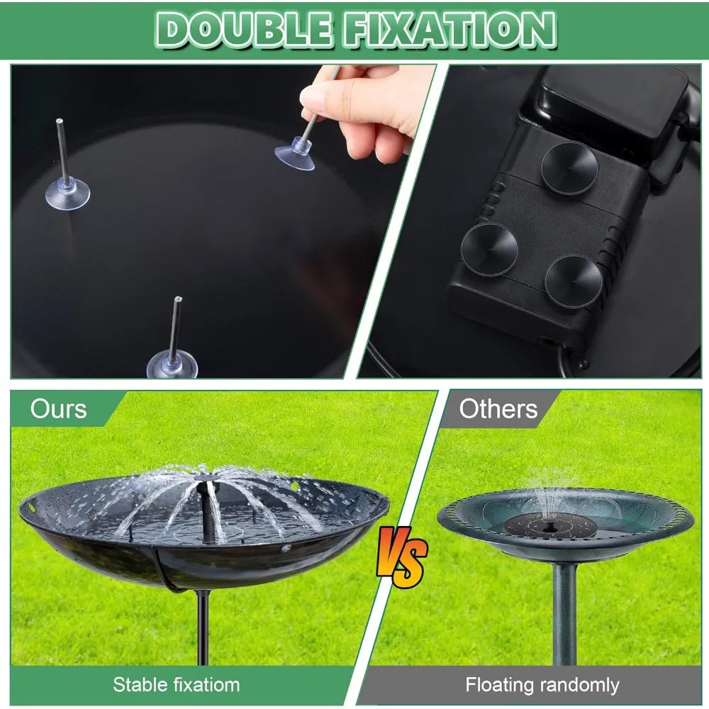 15.5 Inch Solar Powered Metal Bird Bath