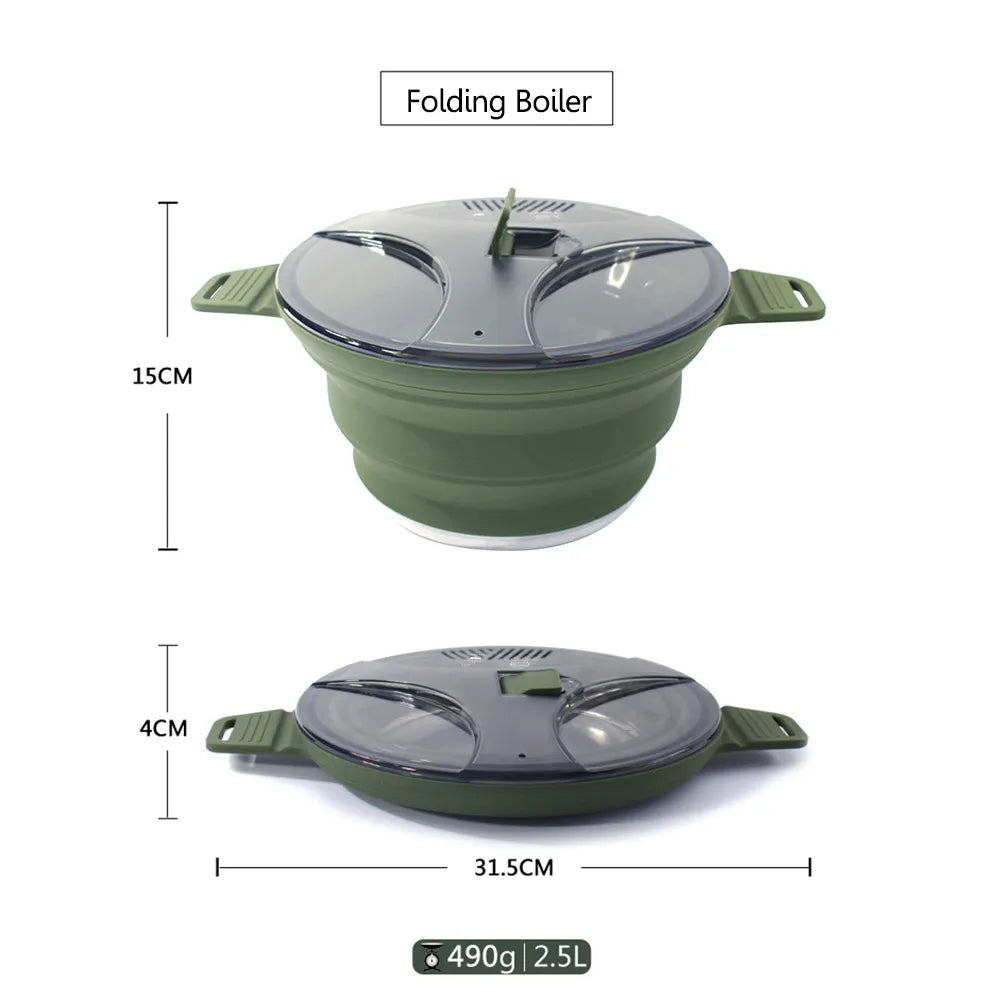 Portable Collapsible Heat Resistant Cookware Pot for Outdoor Hiking Picnic