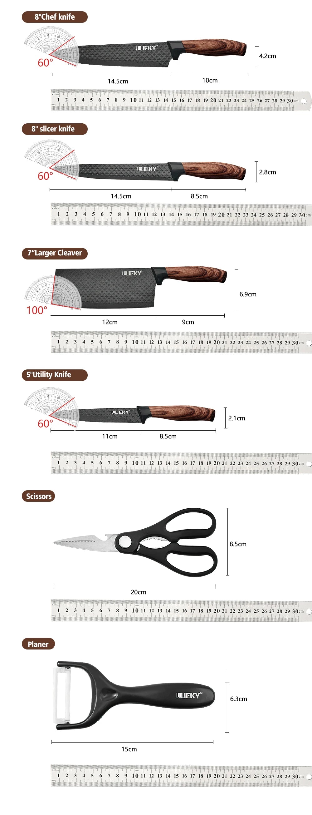 Kitchen Knives-Stainless Steel 6 PCS Sets